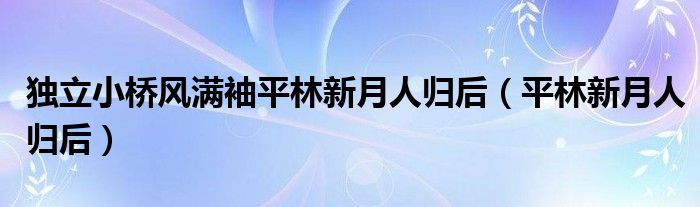 独立小桥风满袖平林新月人归后（平林新月人归后）