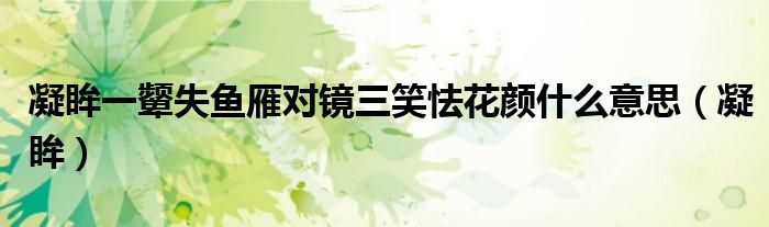 凝眸一颦失鱼雁对镜三笑怯花颜什么意思（凝眸）