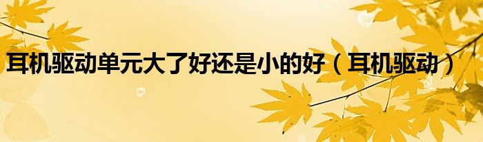 耳机驱动单元大了好还是小的好（耳机驱动）
