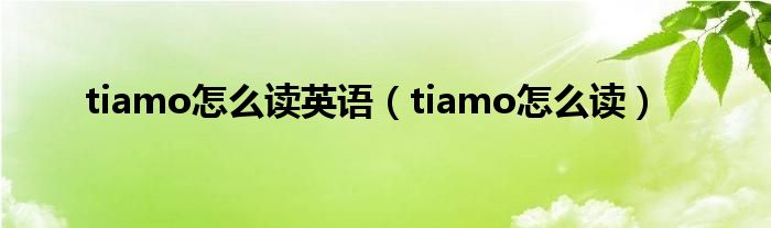 tiamo怎么读英语（tiamo怎么读）