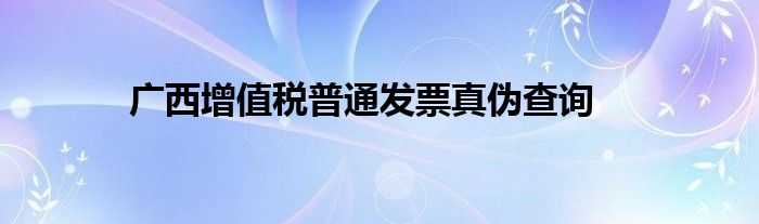 广西增值税普通发票真伪查询