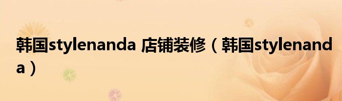 韩国stylenanda 店铺装修（韩国stylenanda）