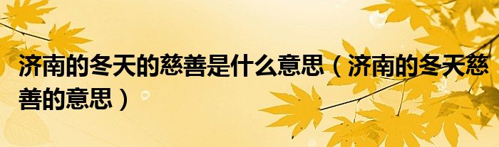 济南的冬天的慈善是什么意思（济南的冬天慈善的意思）