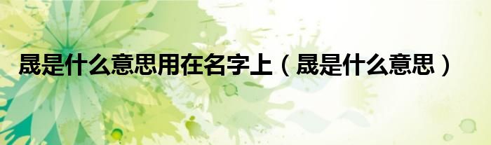 晟是什么意思用在名字上（晟是什么意思）