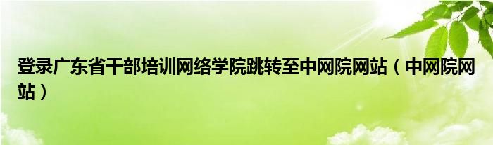 登录广东省干部培训网络学院跳转至中网院网站（中网院网站）