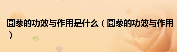 圆葱的功效与作用是什么（圆葱的功效与作用）