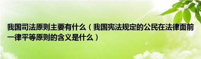 我国司法原则主要有什么（我国宪法规定的公民在法律面前一律平等原则的含义是什么）