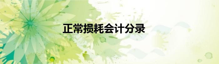 正常损耗会计分录