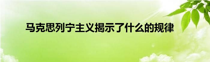 马克思列宁主义揭示了什么的规律