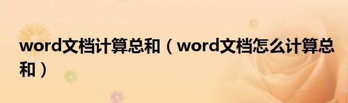 word文档计算总和（word文档怎么计算总和）