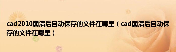 cad2010崩溃后自动保存的文件在哪里（cad崩溃后自动保存的文件在哪里）