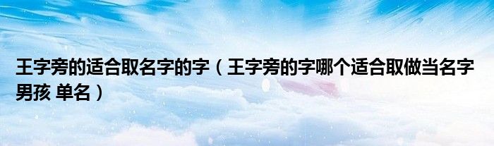 王字旁的适合取名字的字（王字旁的字哪个适合取做当名字 男孩 单名）
