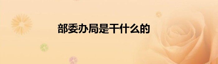 部委办局是干什么的