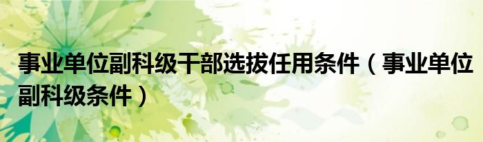 事业单位副科级干部选拔任用条件（事业单位副科级条件）