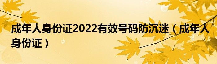 成年人身份证2022有效号码防沉迷（成年人身份证）