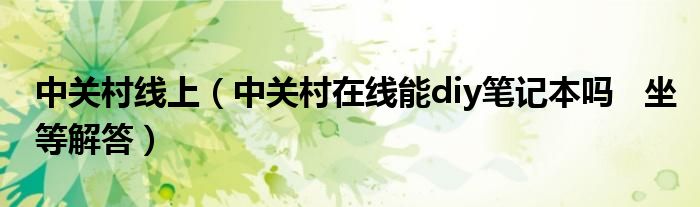 中关村线上（中关村在线能diy笔记本吗   坐等解答）