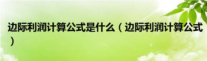 边际利润计算公式是什么（边际利润计算公式）