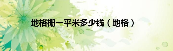 地格栅一平米多少钱（地格）