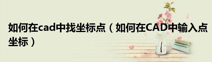 如何在cad中找坐标点（如何在CAD中输入点坐标）