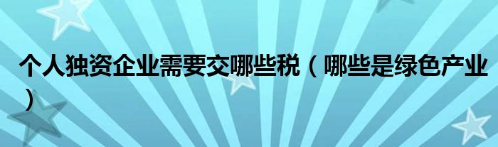个人独资企业需要交哪些税（哪些是绿色产业）