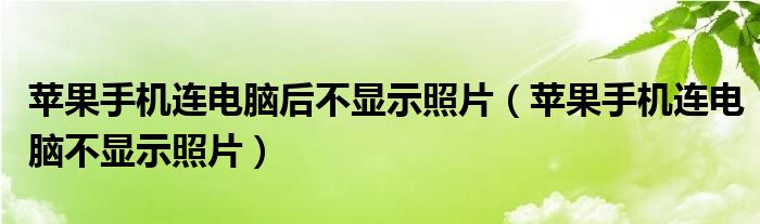 苹果手机连电脑后不显示照片（苹果手机连电脑不显示照片）