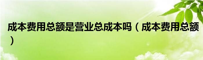 成本费用总额是营业总成本吗（成本费用总额）