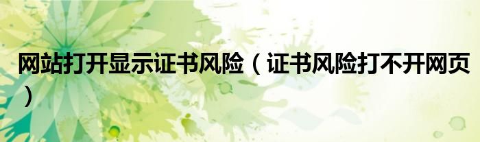 网站打开显示证书风险（证书风险打不开网页）