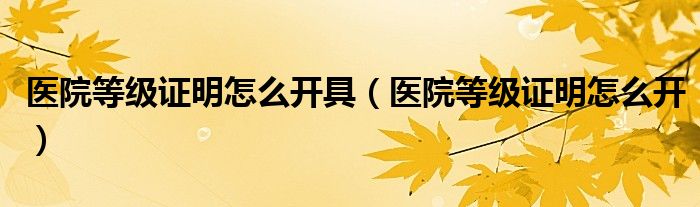 医院等级证明怎么开具（医院等级证明怎么开）