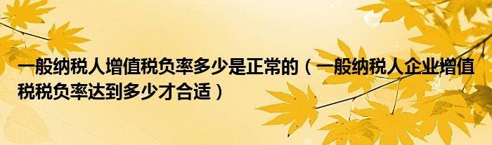 一般纳税人增值税负率多少是正常的（一般纳税人企业增值税税负率达到多少才合适）