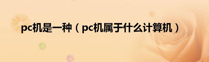 pc机是一种（pc机属于什么计算机）
