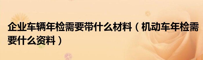 企业车辆年检需要带什么材料（机动车年检需要什么资料）