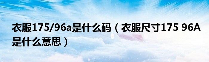 衣服175/96a是什么码（衣服尺寸175 96A是什么意思）