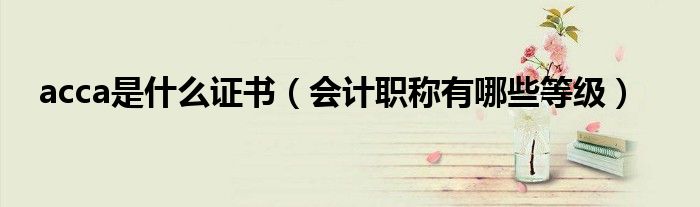 acca是什么证书（会计职称有哪些等级）