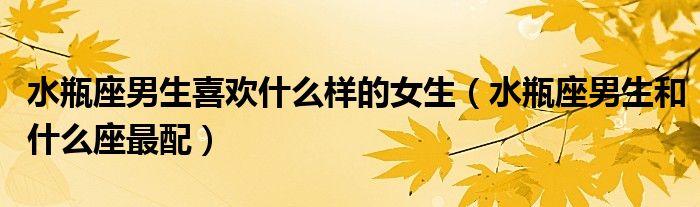 水瓶座男生喜欢什么样的女生（水瓶座男生和什么座最配）