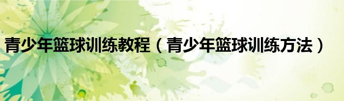青少年篮球训练教程（青少年篮球训练方法）