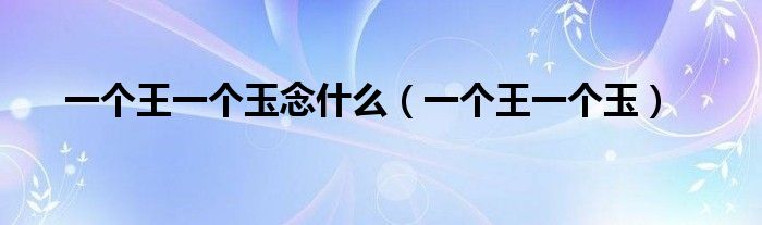 一个王一个玉念什么（一个王一个玉）