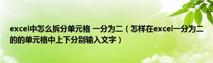 excel中怎么拆分单元格 一分为二（怎样在excel一分为二的的单元格中上下分别输入文字）