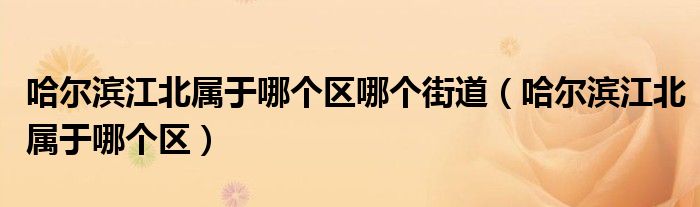 哈尔滨江北属于哪个区哪个街道（哈尔滨江北属于哪个区）