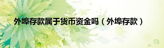 外埠存款属于货币资金吗（外埠存款）