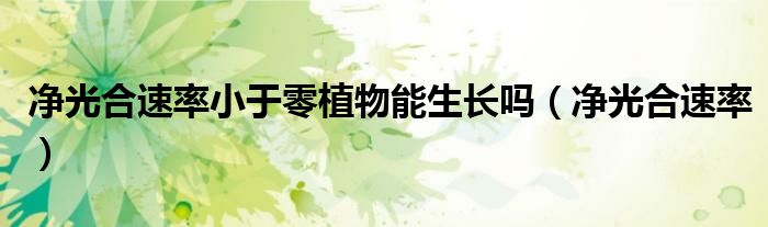 净光合速率小于零植物能生长吗（净光合速率）