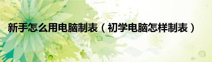 新手怎么用电脑制表（初学电脑怎样制表）