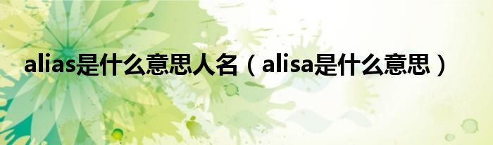 alias是什么意思人名（alisa是什么意思）