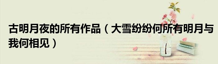 古明月夜的所有作品（大雪纷纷何所有明月与我何相见）