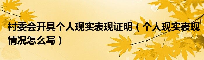 村委会开具个人现实表现证明（个人现实表现情况怎么写）