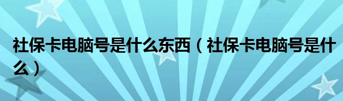 社保卡电脑号是什么东西（社保卡电脑号是什么）