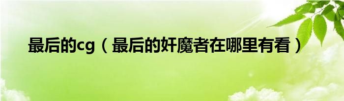 最后的cg（最后的奸魔者在哪里有看）