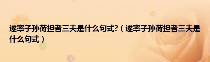 遂率子孙荷担者三夫是什么句式?（遂率子孙荷担者三夫是什么句式）