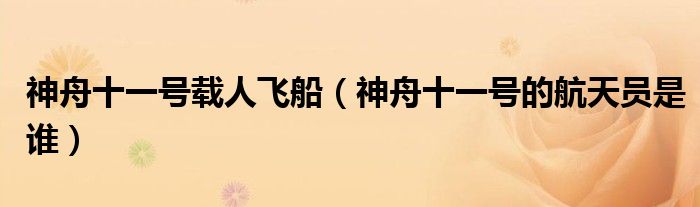 神舟十一号载人飞船（神舟十一号的航天员是谁）