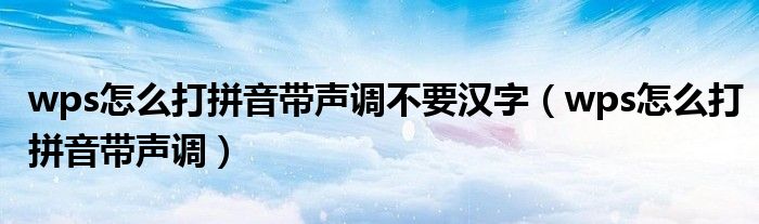 wps怎么打拼音带声调不要汉字（wps怎么打拼音带声调）