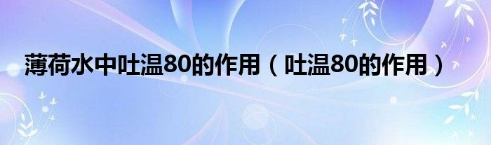 薄荷水中吐温80的作用（吐温80的作用）